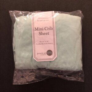 Mini Crib Fitted Sheet 24 x 38 Mint Green 100% Cotton Jersey Knit American Baby